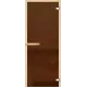 Дверь для бани и сауны Лайт ПО  ДО (бронза, прямоугольная ручка)