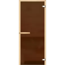 Дверь для бани Лайт (стекло Бронза) + ручка Дерево-магнит 1890*690