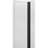 Межкомнатная дверь Микс (Эмалит аляска со стеклом Лакобель черный)