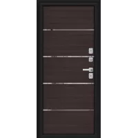 Входная дверь Thermo Лайн/BChrome (Букле черное/Wenge Melinga)