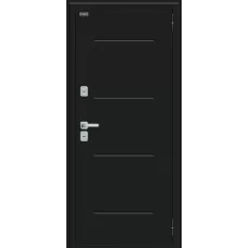 Входная дверь Thermo Лайн/BChrome (Букле черное/Cappuccino Melinga)