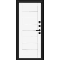 Входная дверь Thermo Техно Д2/SBlack (Букле черное/White Silk)