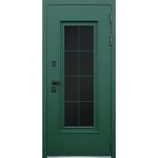 Входная дверь Олимп с окном и английской решеткой (терморазрыв 3к)