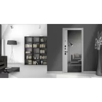 Входная дверь Беркут с зеркалом (Бетон светлый)